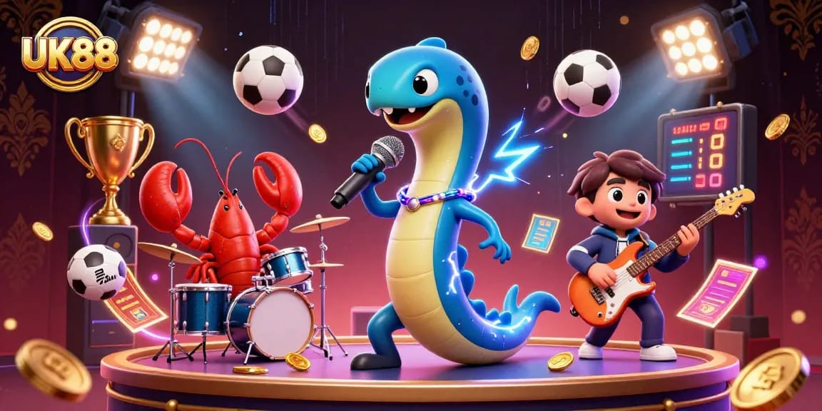 UK88 brings a vibrant underwater casino scene alive with an electric eel DJ and lively gameplay elements.