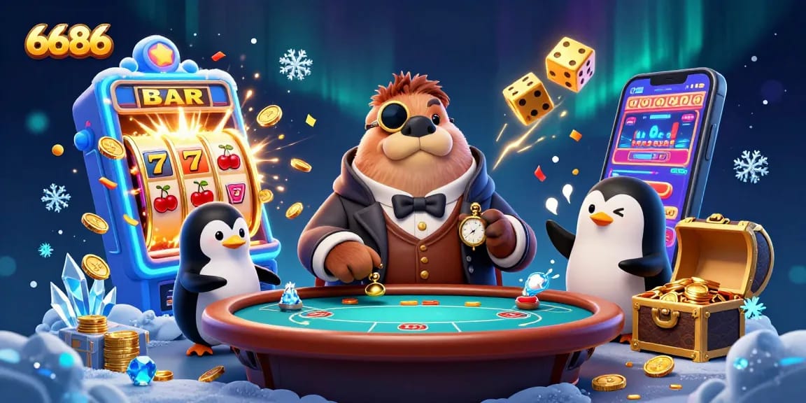 Experience thrilling gameplay at 6686 with a vibrant underwater casino scene featuring unique characters.
