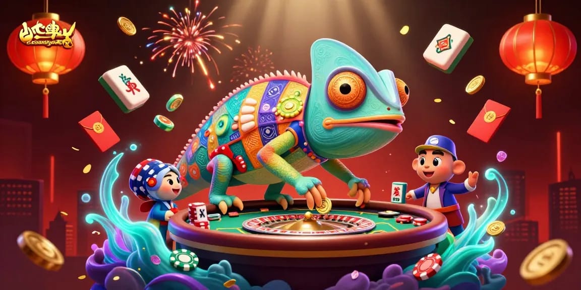 Experience the excitement at dacsandatphanrang with the vibrant chameleon casino owner snapping up golden coins in a lively atmosphere.