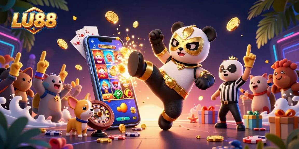 LU88 showcases thrilling slot games with a lively atmosphere, highlighted by dynamic characters and exciting elements.