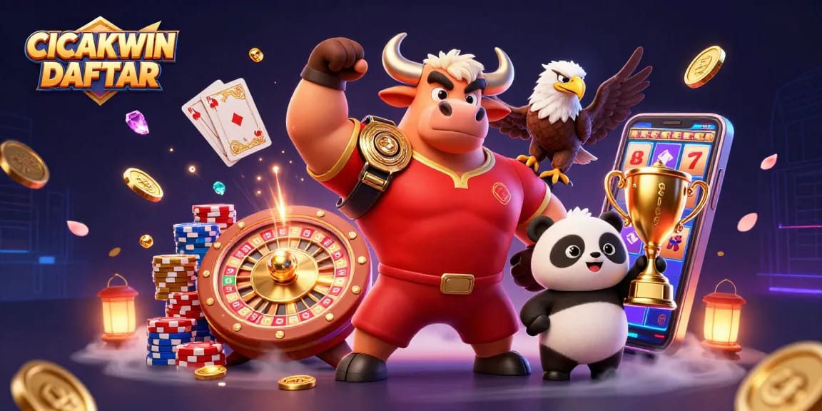 CICAKWIN DAFTAR showcases thrilling slot adventures with vibrant characters and game elements.