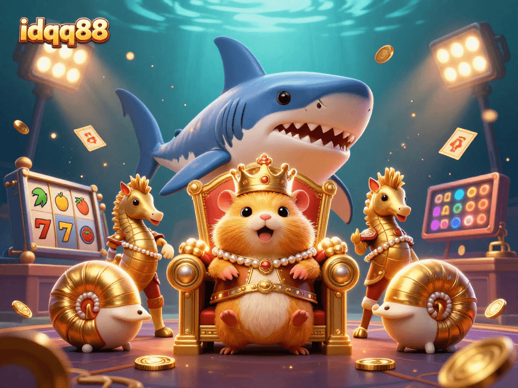 Engage with idqq88's exciting slot games amidst a vibrant underwater kingdom.