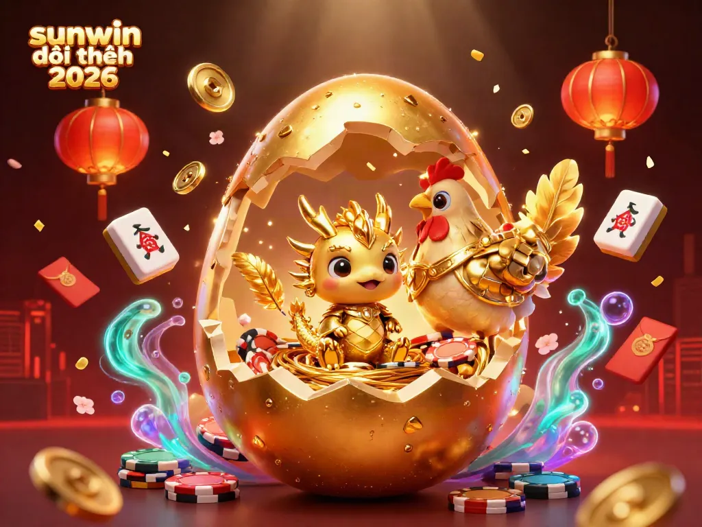 Experience the excitement of sunwin đổi thưởng 2026 with a golden dragon in a vibrant casino scene full of dynamic elements.