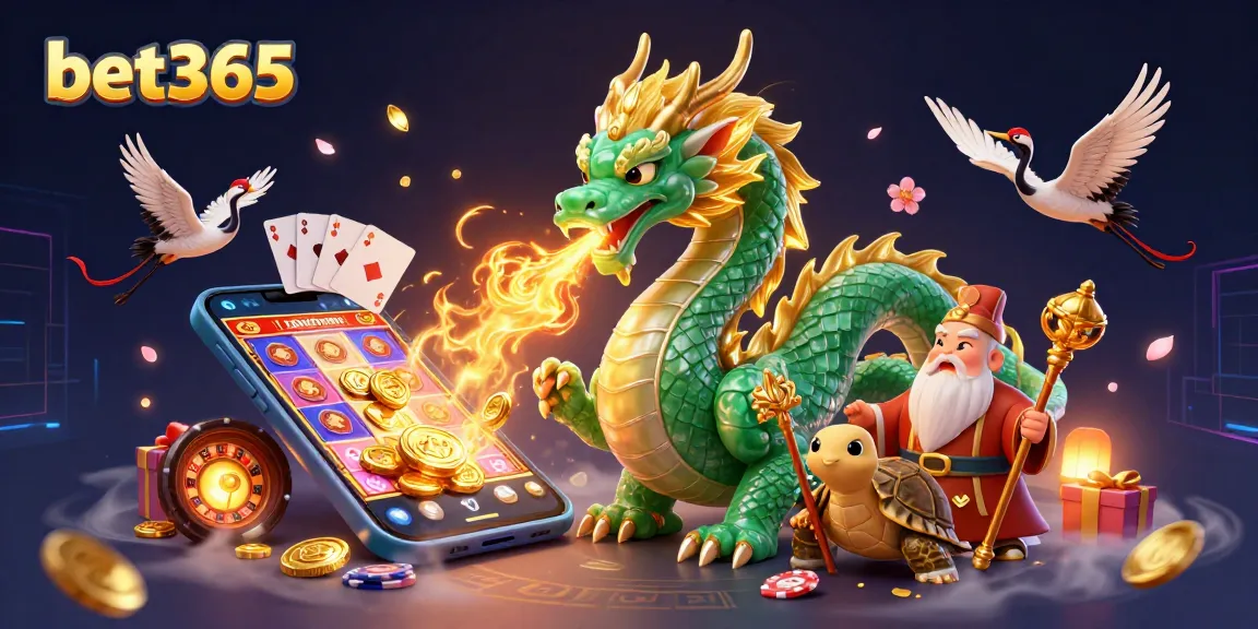 Engage in thrilling betting experiences with bet365 featuring a dragon, sage, and lucky cranes.