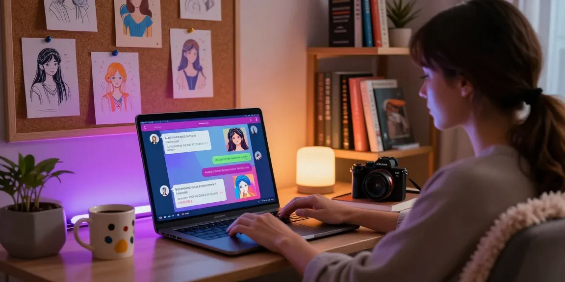 Engaging user in a cozy digital workspace with ai nsfw chat and visuals.