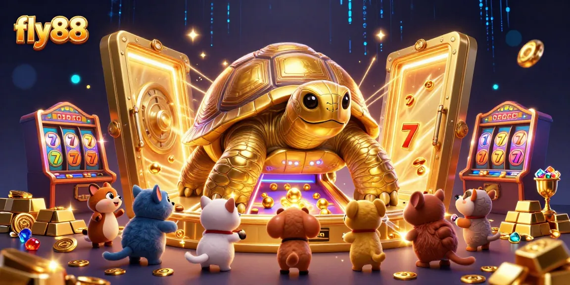 Experience thrilling slots action at fly88 with colorful 3D characters in a vibrant casino setting.