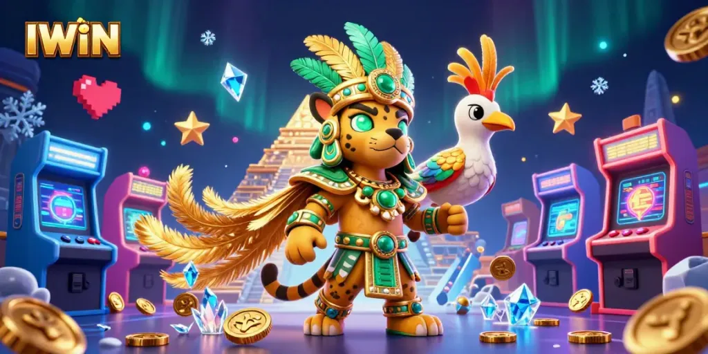 IWIN engaging players with thrilling casino experiences amidst vibrant game elements.