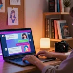 Engaging user in a cozy digital workspace with ai nsfw chat and visuals.