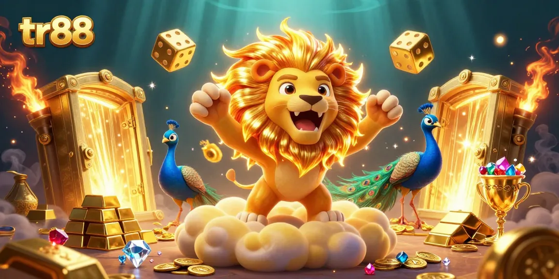 Experience the thrills of TR88, with a roaring lion and dazzling elements of gambling in a rich environment.