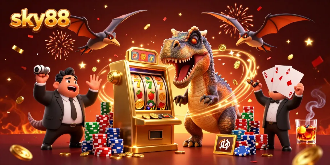 Experience excitement at sky88 as dinosaurs engage in thrilling casino action with jackpots