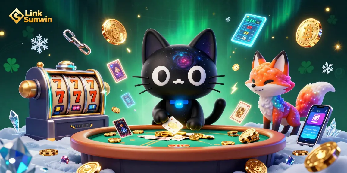 Winning at Link Sunwin with a cosmic-themed casino scene featuring vibrant characters and neon elements.