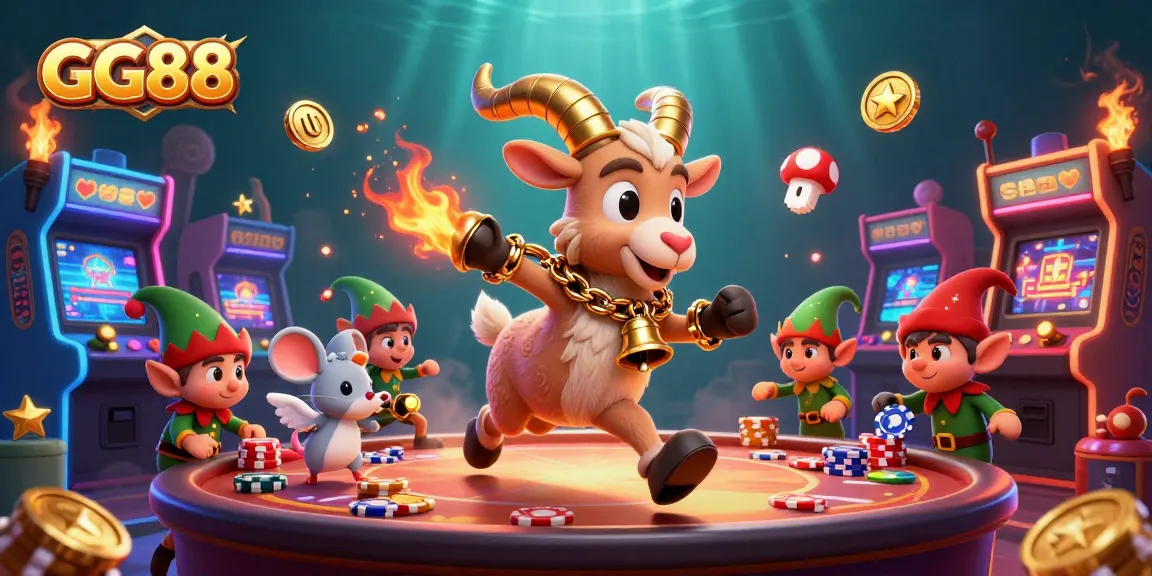 Play exciting games at GG88's thrilling casino, featuring fun cartoon characters and vibrant gaming elements.
